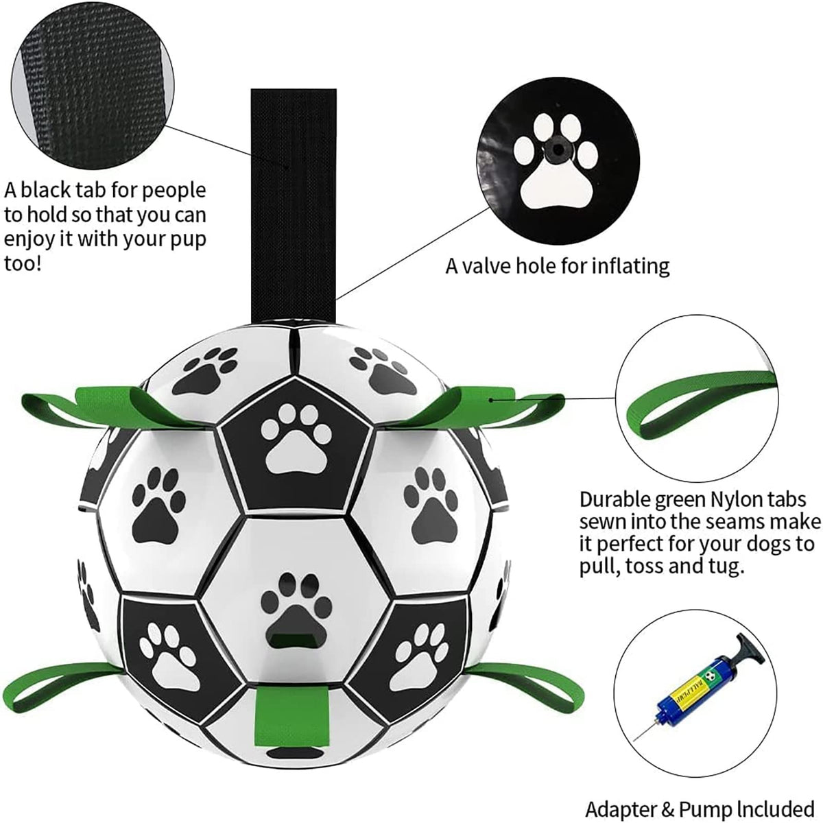Interactive Dog Soccer Ball with Grab Straps