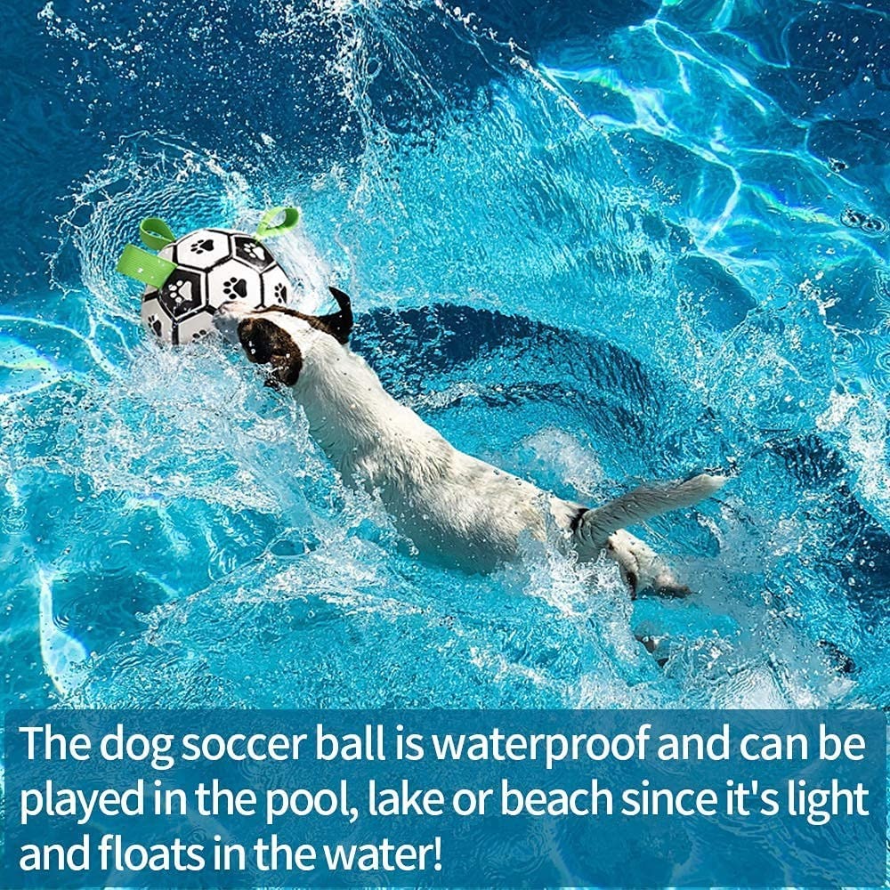 Interactive Dog Soccer Ball with Grab Straps