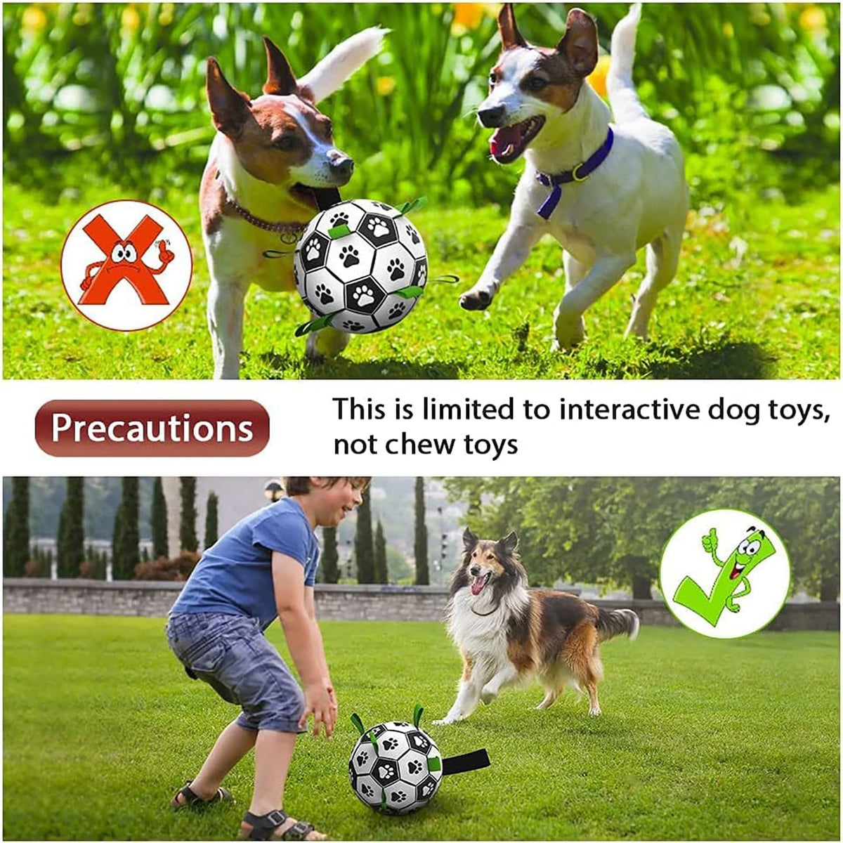 Interactive Dog Soccer Ball with Grab Straps