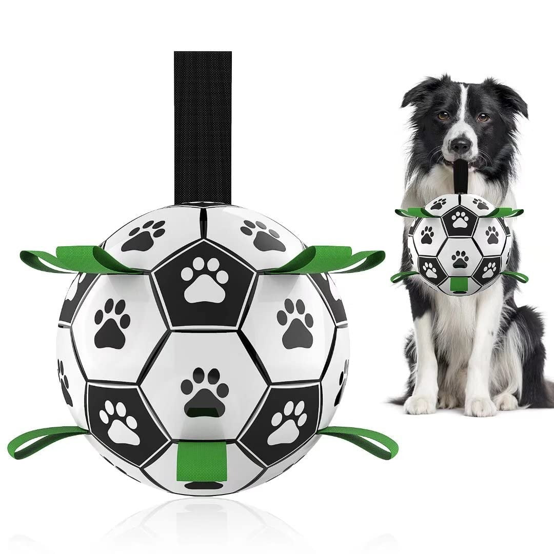 Interactive Dog Soccer Ball with Grab Straps